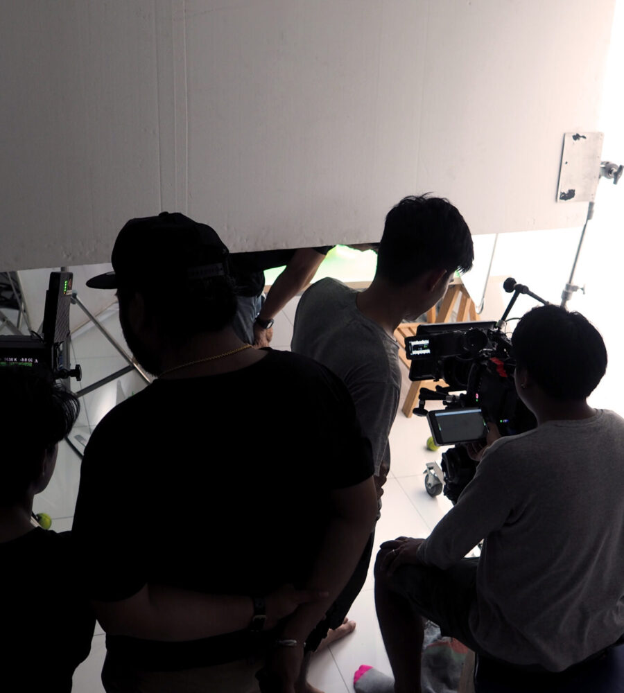 Behind the TV commercial video shooting.