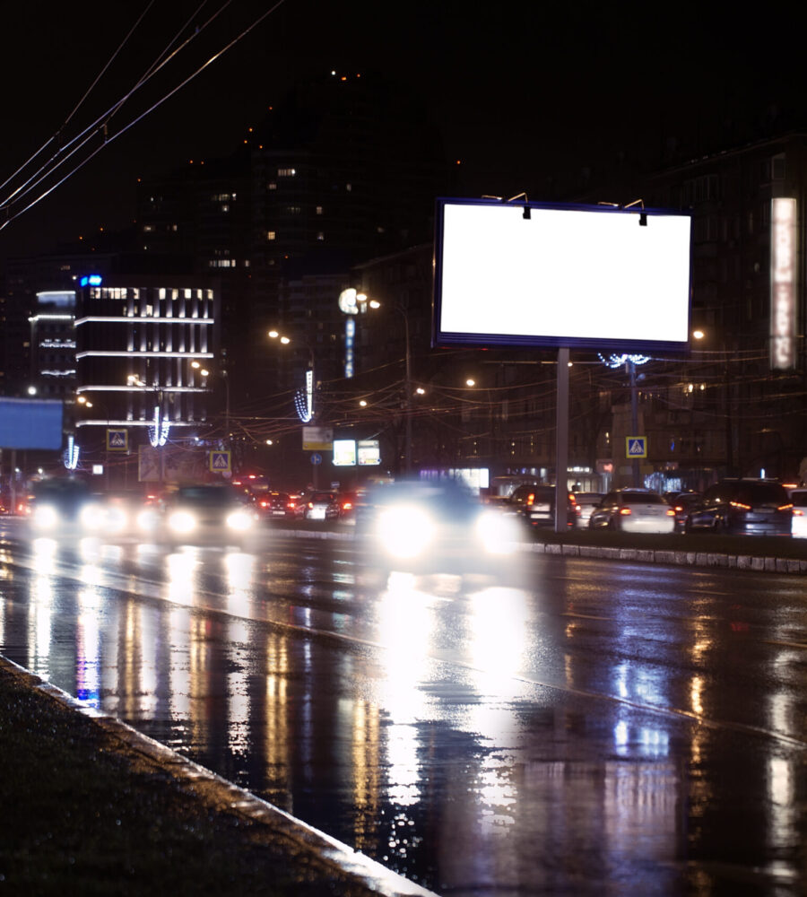 Empty billboard, by night